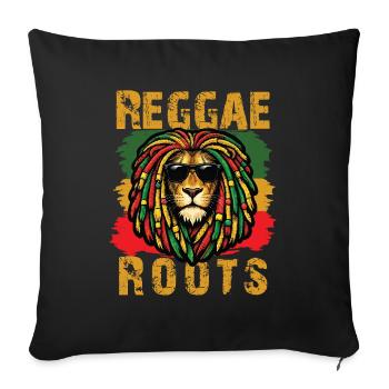 Lion Reggae Roots Rasta Vibe - Housse de coussin décorative 45 x 45 cm - noir - Devant