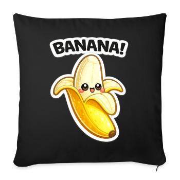 Impression de banane dessinée Kawaii - Housse de coussin décorative 45 x 45 cm - noir - Devant