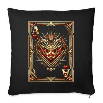 Cadeau de costumes de carnaval pour le jeu de cartes As de Cœur - Housse de coussin décorative 45 x 45 cm - noir - Devant
