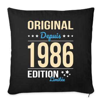 Original depuis 1986 – Anniversaire 40 ans - Housse de coussin décorative 45 x 45 cm - noir - Devant