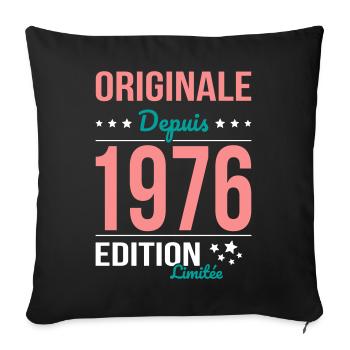 Original seit 1976 – 50-jähriges Jubiläum - Sofakissenbezug 45 x 45 cm - Schwarz - Vorne