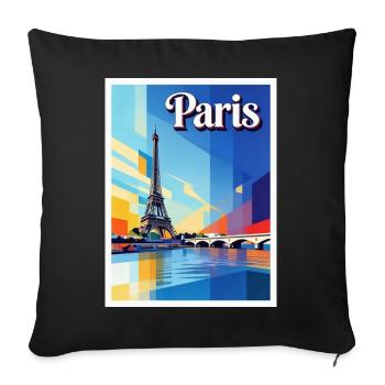 Pariser Prisma-Eiffel - Sofakissenbezug 45 x 45 cm - Schwarz - Vorne