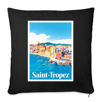 Saint-Tropez Côte d'Azur - Housse de coussin décorative 45 x 45 cm - noir - Devant