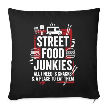 Street Food Junkies Snack Paradise - Sofa pillowcase 17,3'' x 17,3'' (45 x 45 cm) - black - Front