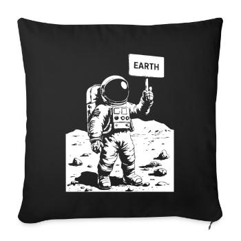 Astronaut on the moon holding a sign - Sofakissenbezug 45 x 45 cm - Schwarz - Vorne