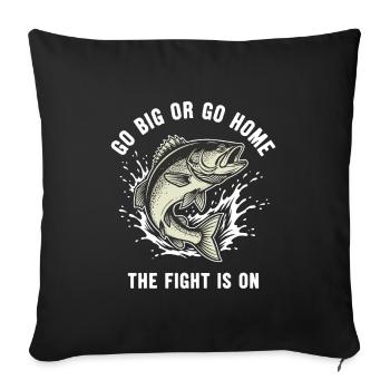 Pêche Rivière Combat Gros Poisson - Housse de coussin décorative 45 x 45 cm - noir - Devant