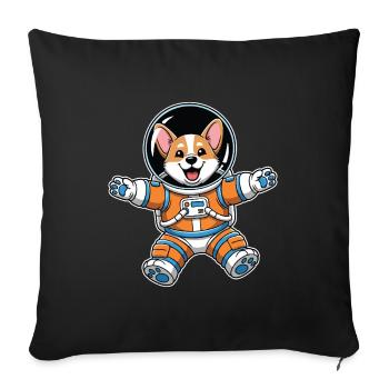 Orange Space Astronaut Corgi Dog - Sofa pillowcase 17,3'' x 17,3'' (45 x 45 cm) - black - Front