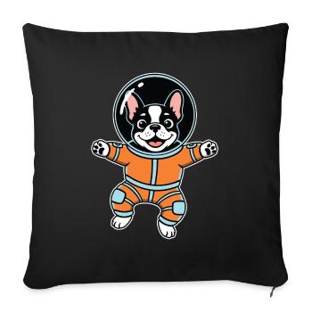 Chien Bouledogue Français Astronaute Espace Orange - Housse de coussin décorative 45 x 45 cm - noir - Devant