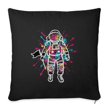 Astronaute Espace Scribble Gribouillis Couleur - Housse de coussin décorative 45 x 45 cm - noir - Devant