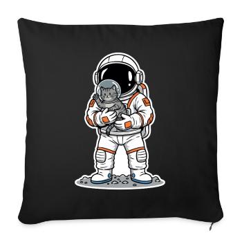 Grauer Katzen-Weltraumastronaut kuschelig niedlich - Sofakissenbezug 45 x 45 cm - Schwarz - Vorne