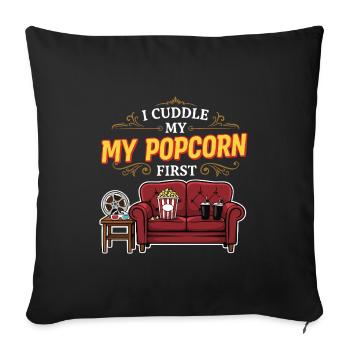 Cinéma Humour Citation Popcorn First - Housse de coussin décorative 45 x 45 cm - noir - Devant