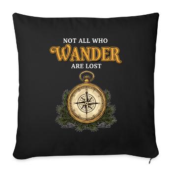 Camping Boussole Humour Citation Wander Lost - Housse de coussin décorative 45 x 45 cm - noir - Devant