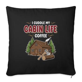 Camping Cabane Bois Citation Cabin Life Coffee - Sofa pillowcase 17,3'' x 17,3'' (45 x 45 cm) - black - Front