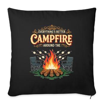 Camping Campfire Marshmallow Everything's Better - Housse de coussin décorative 45 x 45 cm - noir - Devant