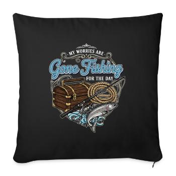 Camping Pêche Gone Fishing For The Day - Housse de coussin décorative 45 x 45 cm - noir - Devant