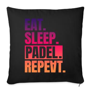 Eat Sleep Padel Repeat - Sofa pillowcase 17,3'' x 17,3'' (45 x 45 cm) - black - Front