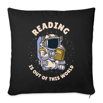 Reading is out of this world - Sofa pillowcase 17,3'' x 17,3'' (45 x 45 cm) - black - Front