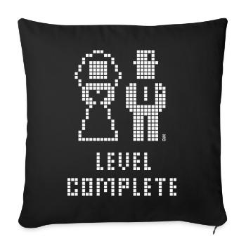 Niveau complété (Mariage / Enterrement de vie de garçon / Pixel / W) - Housse de coussin décorative 45 x 45 cm - noir - Devant