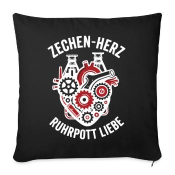 Zechen Herz, Ruhrpott Shirt, Hoodie, Tasche, Tasse - Sofakissenbezug 45 x 45 cm - Schwarz - Vorne