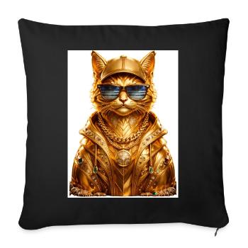 _Golden Pharaoh Cat - Luxury Urban Streetwear Styl - Housse de coussin décorative 45 x 45 cm - noir - Devant