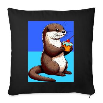 loutre - Housse de coussin décorative 45 x 45 cm - noir - Devant