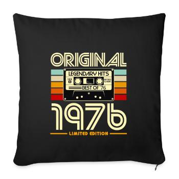 Original 1976 Retro Cassette - Sofa pillowcase 17,3'' x 17,3'' (45 x 45 cm) - black - Front