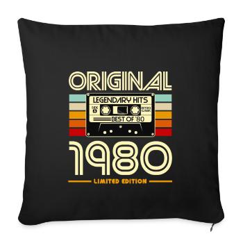 Cassette 1980 Vintage Légende - Housse de coussin décorative 45 x 45 cm - noir - Devant