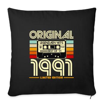 Original 1991 Retro Cassette - Housse de coussin décorative 45 x 45 cm - noir - Devant