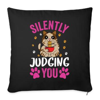 Silently judging you cat - Sofa pillowcase 17,3'' x 17,3'' (45 x 45 cm) - black - Front