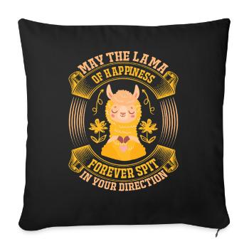 Lama cracha le bonheur - Housse de coussin décorative 45 x 45 cm - noir - Devant
