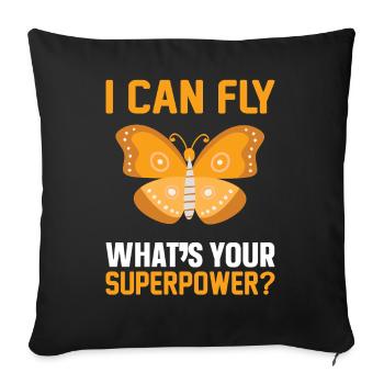 Superpuissance Papillon - Housse de coussin décorative 45 x 45 cm - noir - Devant