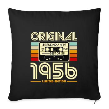 Original 1956 Cassette Rétro Héritage - Housse de coussin décorative 45 x 45 cm - noir - Devant