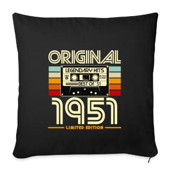 Original 1951 Limited Edition Cassette - Sofa pillowcase 17,3'' x 17,3'' (45 x 45 cm) - black - Front