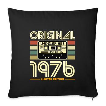Original 1976 Cassette Vintage - Sofa pillowcase 17,3'' x 17,3'' (45 x 45 cm) - black - Front