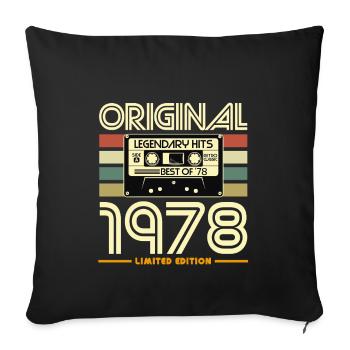Original 1978 Cassette rétro limitée - Housse de coussin décorative 45 x 45 cm - noir - Devant