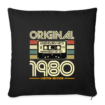 Original Hits 1980 Retro Cassette - Sofa pillowcase 17,3'' x 17,3'' (45 x 45 cm) - black - Front