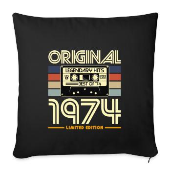 Original 1974 Cassette Rétro - Housse de coussin décorative 45 x 45 cm - noir - Devant