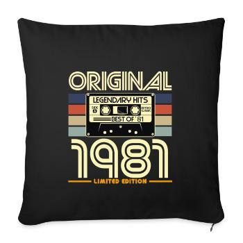 Cassette 1981 Édition Limitée Vintage - Housse de coussin décorative 45 x 45 cm - noir - Devant