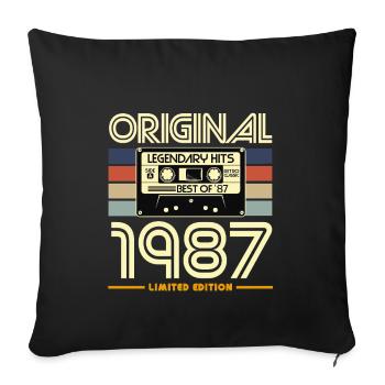 Original 1987 Limited Cassette Tape Retro Hits - Sofa pillowcase 17,3'' x 17,3'' (45 x 45 cm) - black - Front