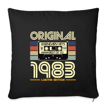 Original 1983 Retro Cassette - Sofa pillowcase 17,3'' x 17,3'' (45 x 45 cm) - black - Front