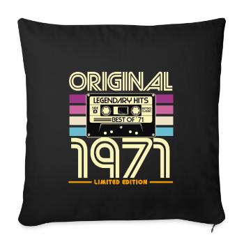 Original 1971 Limited Edition Retro Cassette - Sofa pillowcase 17,3'' x 17,3'' (45 x 45 cm) - black - Front