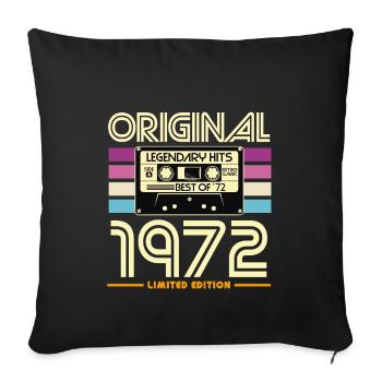 Original 1972 Cassette Retro - Housse de coussin décorative 45 x 45 cm - noir - Devant