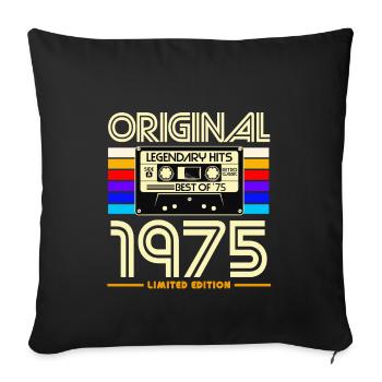 Originale Retro-Kassette von 1975 - Sofakissenbezug 45 x 45 cm - Schwarz - Vorne