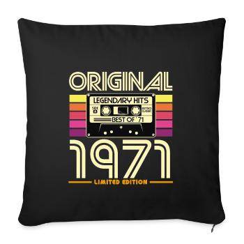 Retro Cassette 1971 Limited Edition - Sofa pillowcase 17,3'' x 17,3'' (45 x 45 cm) - black - Front