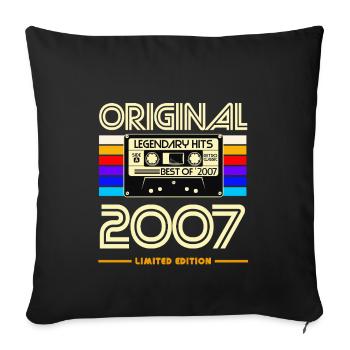 Original 2007: Hits rétro cassette - Housse de coussin décorative 45 x 45 cm - noir - Devant