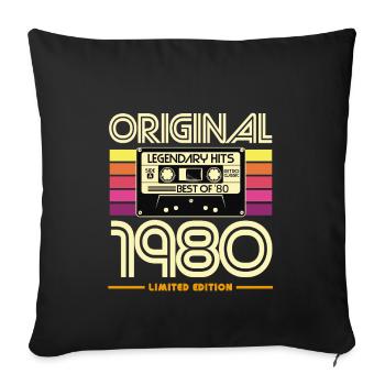 Original 1980's Limited Edition Retro Cassette - Sofa pillowcase 17,3'' x 17,3'' (45 x 45 cm) - black - Front