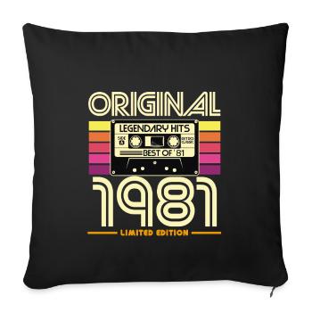 Original 1981: Retro Hits Cassette - Sofa pillowcase 17,3'' x 17,3'' (45 x 45 cm) - black - Front