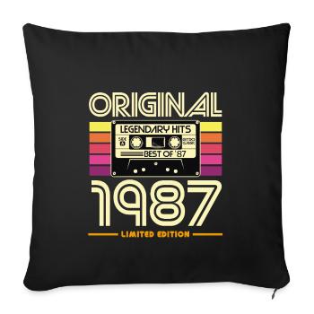 Original 1987 Cassette Retro - Housse de coussin décorative 45 x 45 cm - noir - Devant