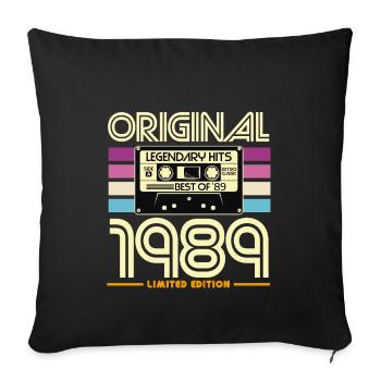 1989 Limited Edition Retro Cassette - Sofa pillowcase 17,3'' x 17,3'' (45 x 45 cm) - black - Front