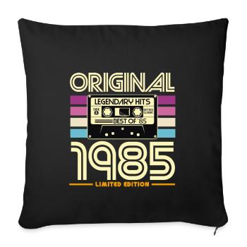 Original 1985 Cassette Retro Tee - Housse de coussin décorative 45 x 45 cm - noir - Devant
